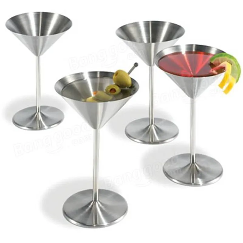 220ml Stainless Steel Cocktail Martini Glass Cup Red Wine Champagne