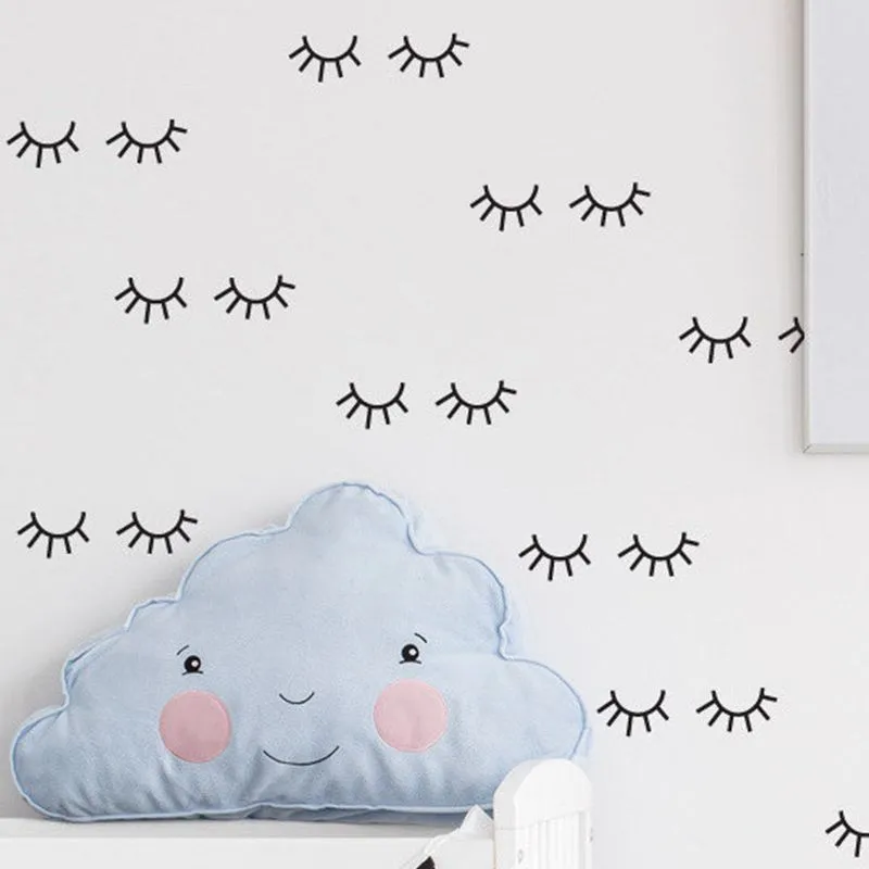 Cute eyelash pattern Wall decal removable Vinyl Wall Stickers For Kids Room Lovely Sleepy Eyes Baby Nursery Wall Art Home Decor