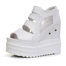 Women Wedges Sandals Platform Sandals 2019 Summer Roman Sandals Women Shoes Super High Heels 12CM White Fish Mouth Shoes Woman цена Women Wedges Sandals Platform Sandals 2019 Summer Roman Sandals Women Shoes Super High Heels 12CM White Fish Mouth Shoes Woman цены онлайн