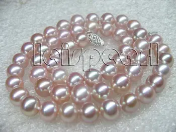 

Stunning 8mm round purple pearl necklace 14KGold Clasp free shipping