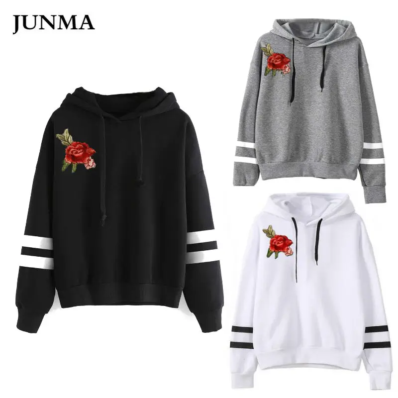 Wholesale 50pcs Womens Hoodies Girl Embroidery Hoodie Contrast Color Woman Jacket Sweat Shirt ...