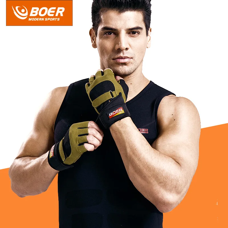 Body Building Gym Fitness Gloves Women Men with Long Belt Weightlifting Crossfit Gloves Barbell Dumbbell pesas gimnasio