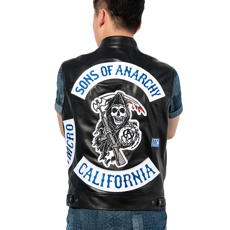 Sons Of Anarchy Jax Leather Motorcycle Club Sleeveless Embroidered Vest Gift For Him
