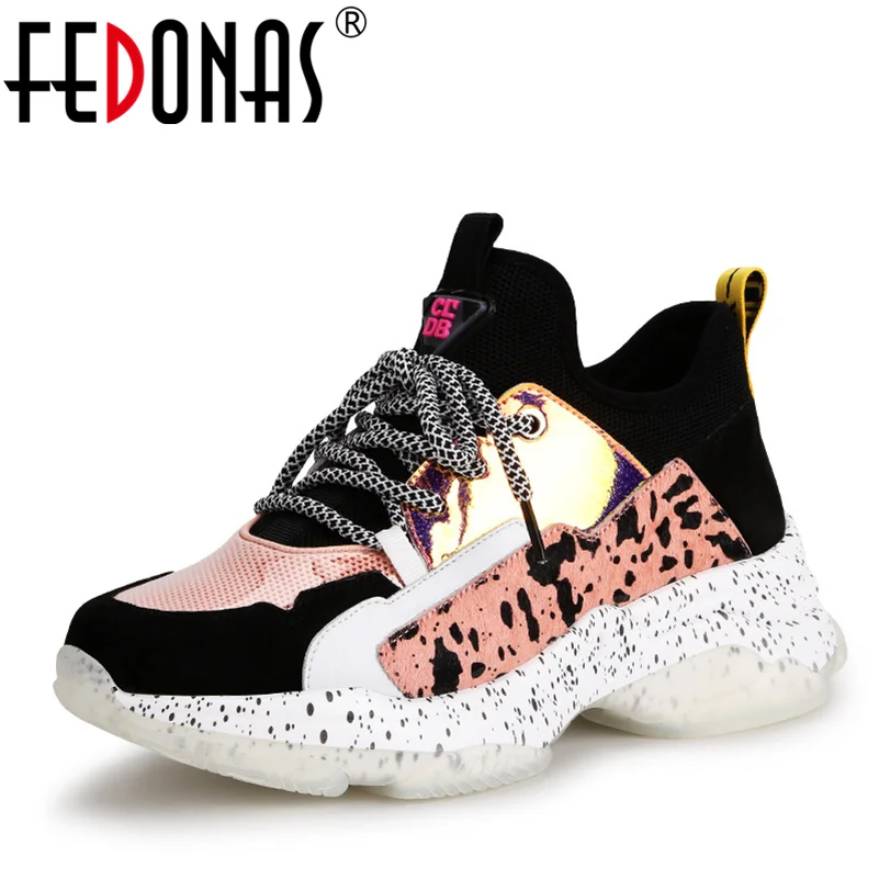 

FEDONAS Hot 2019 Fashion Women Genuine Leather Shoes Platforms Sneakers Lace Up Spring Summer Sport Shoes Woman Casual Shoes