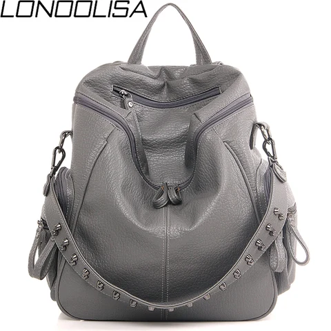 Capacidade de Bolsa de Ombro Ombro das Mulheres Bolsas para Adolescente Designe 3 em 1 Mochila Bookbag Mochilas Rebite Mochila Grande das Mulheres Preppy Escola Meninas