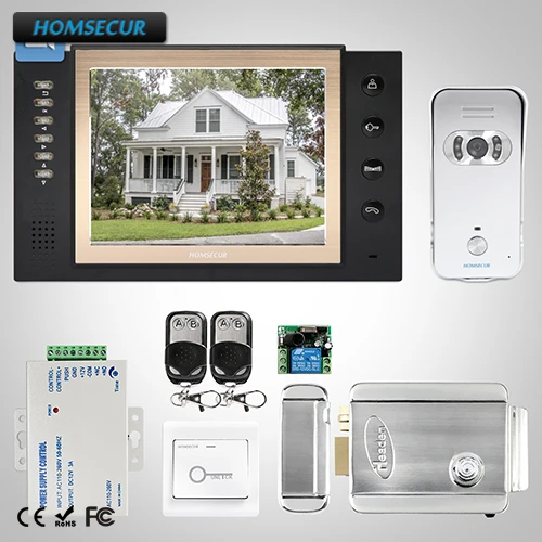 

HOMSECUR 8" Hands-free Video&Audio Smart Doorbell Electric Lock+Keys Included TC021-S + TM801R-B