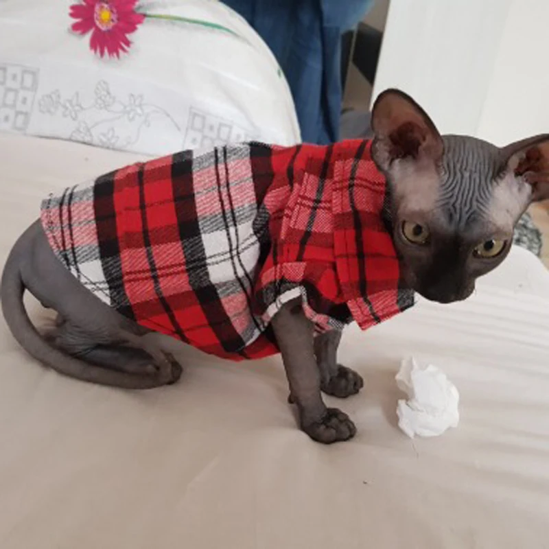 Plaid Cat Clothes Summer Fashion Cat Shirts Coat For Small Cats Shirt Clothing Puppy Kitten Outfits Teene Cat Clothing