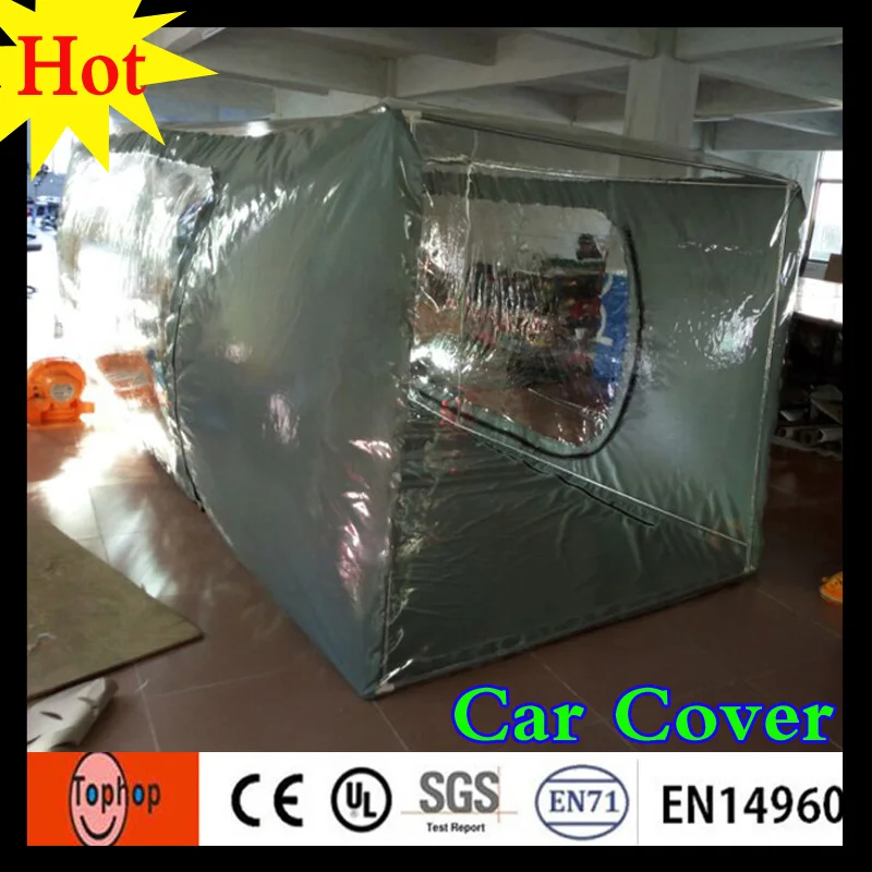5x2x2m portable car cover automatic 0.7mm PVC tarpaulin army green