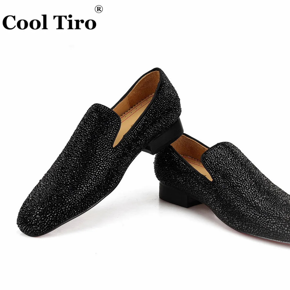 Black Crystals Loafers Shoes Suede (7)