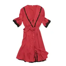 2 шт./компл. женский сексуальный халат с коротким рукавом выше колена пижамы слинг 4 цвета шелковый халат