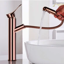 JIKU Rose Gold Bathroom Basin Faucet Single Handle Single Hole Mixer Tap Deck Mounted Hot And Cold Tap Sink Brass Faucet new deck mounted single handle rose gold brass bathroom basin sink faucet mixer water tap