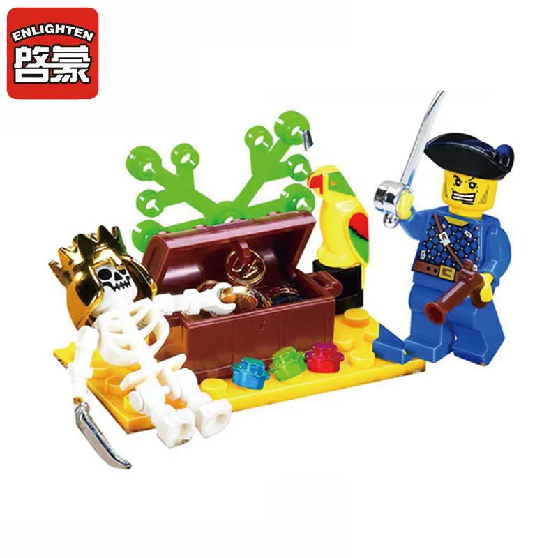 

312 ENLIGHTEN Pirate Series Skull Island Adventure Model Building Blocks Action DIY Figure Toys For Children Christmas Gift