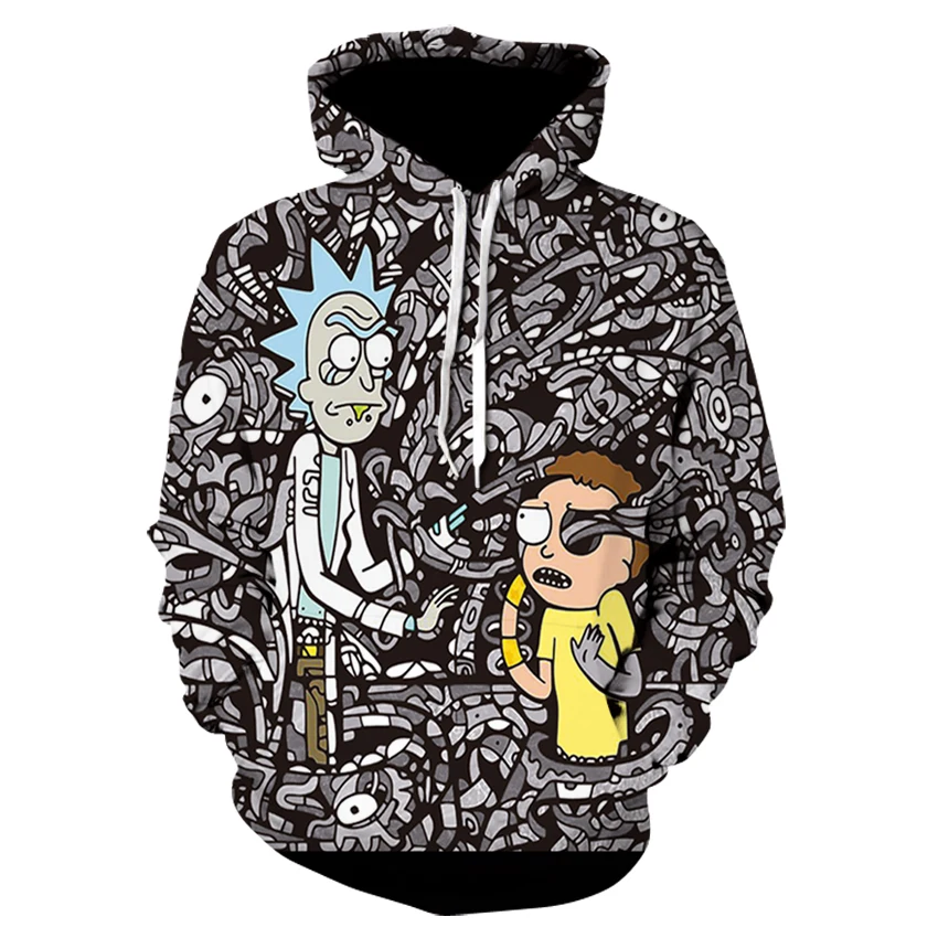 

2018 Mens Latest Cartoon Printed Hoodies Adventure Rick and Morty Hooded Sweatshirt Men/Women Ricky Morty Hoodie Streetwear