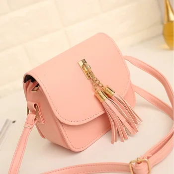 

2018 Fashion Women Mini Chains Bag Candy Color Tassel Handbag Flap PU Leather Messenger Small Chain Shoulder Bags Borse Da Donna