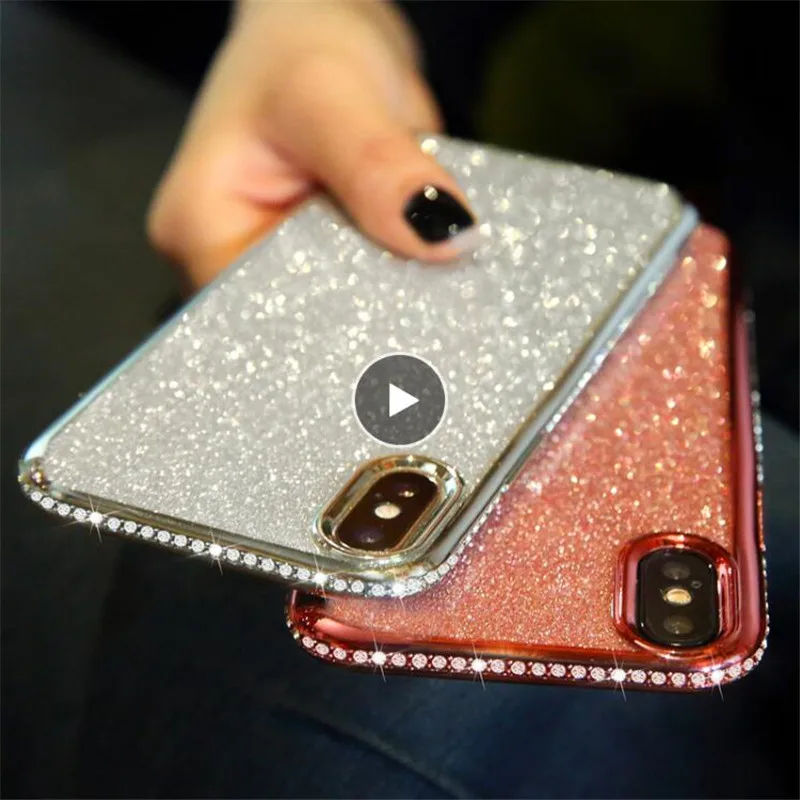 

Rhinestone Glitter Phone Back Cover for iPhone XS Max XR 1- 6 6S Plus Case Soft TPU Diamond Sexy Girl for iPhone 7 Case Cover