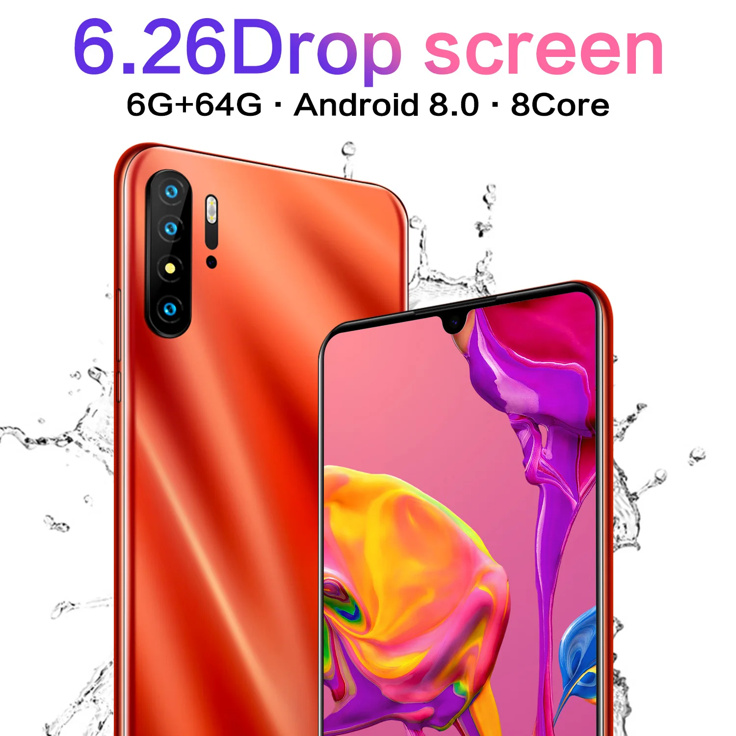

New Gobal Mobile Smart Android Phone P30 Pro 6.26'' HD Drop Screen 6GB+64GB CHAOAI