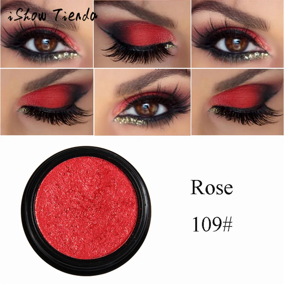 

ISHOWTIENDA Charm Red Glitter Shimmer Eyeshadow Palette Long lasting Metallic Eye Cosmetic Luminous Eye shadow nuda Dropshipping