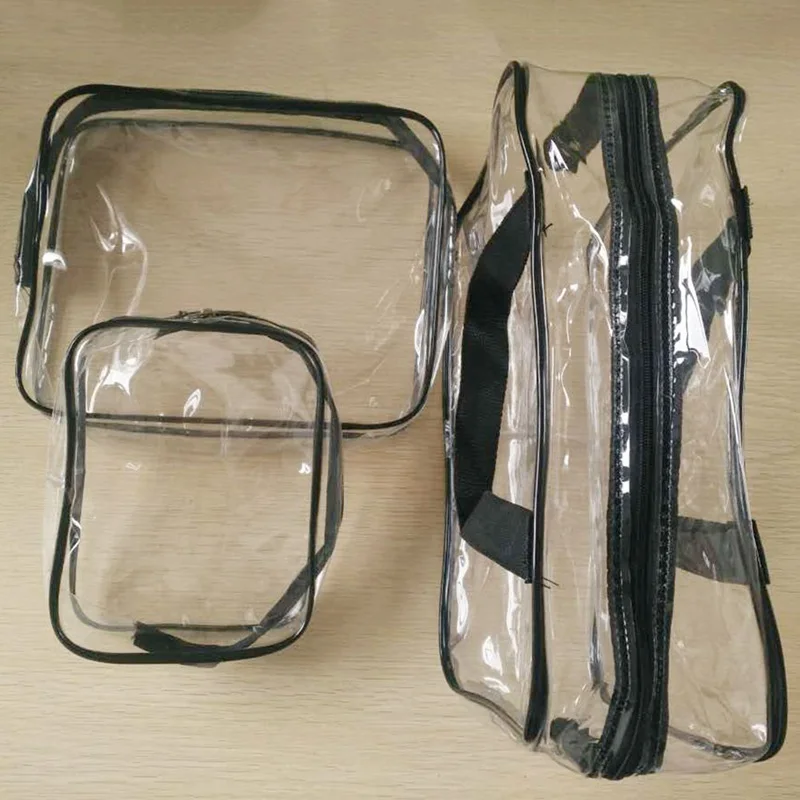 

3Pcs/set Travel Essential Transparent Waterproof Toiletry Wash Bathing Supplies Storage Bag Makeup Cosmetic Bags PVC