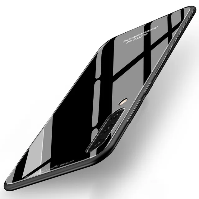 Глянцевый стеклянный чехол для Samsung Galaxy A50 мягкий силиконовый с закаленным