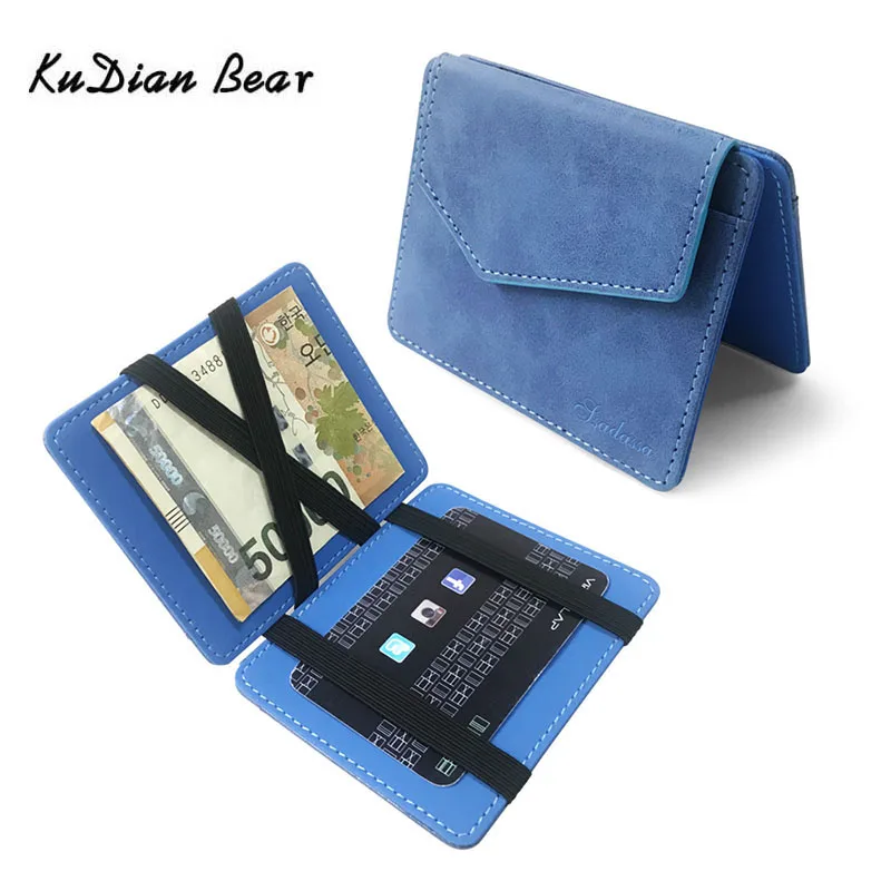 

KUDIAN BEAR Slim Leather Men Wallet Magic Brand Designer Men Wallet Card Holder Korean Bilfold Clamps for Money BID260 PM49