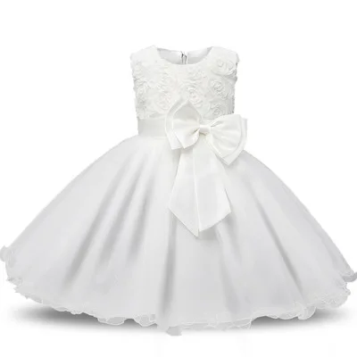 

Baby Dress Rose Bow Solid Clothes Girls TuTu Dresses For Kids Princess Party Dress