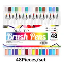 48 шт./компл. Полярный цвет 48 цветов мягкий тонкий двойной кончик воды Цветные Маркеры щеток ручки премиум кисть лучший эффект подарок