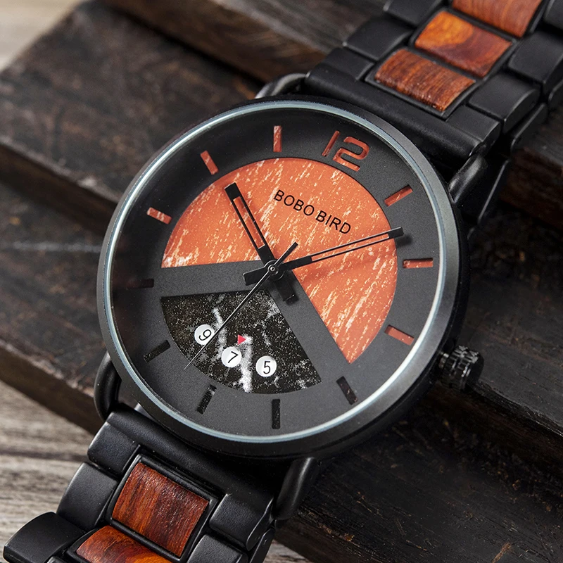 Kaufen Zegarki mens quarz sport armbanduhren militarne Männer Holz Uhr Metall Quarzuhr mit Datum Display Männliche relogios masculino
