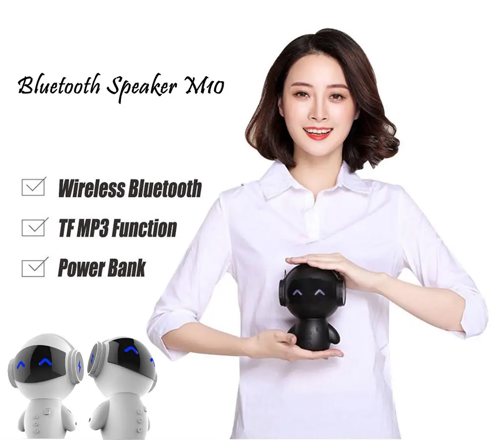 New Robot font b Speaker b font Bluetooth Mini Bass Stereo Music Box Smart Handsfree Loudspeaker