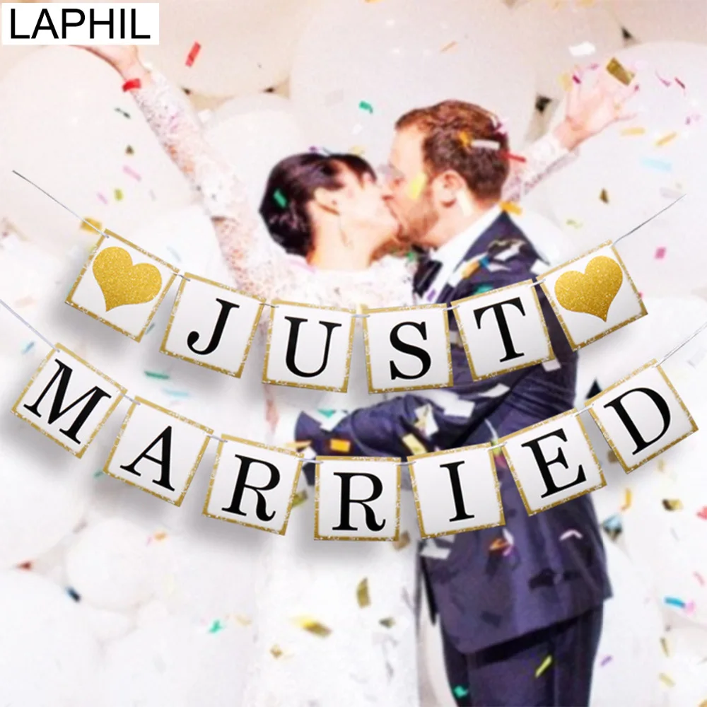 

LAPHIL Mr Mrs Just Married Wedding Banner Paper Bunting Garland Bride To be Wedding Photo Booth Props Hen Party Photobooth Decor