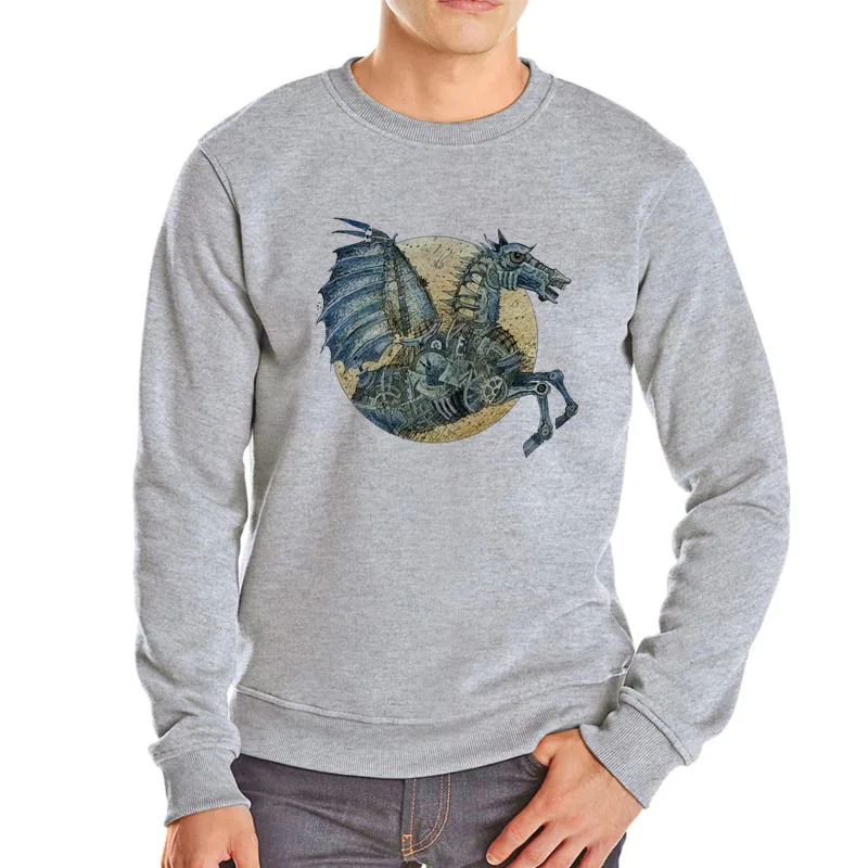 

Mechanical war horse hoodies new design harajuku japanese streetwear flying horse hip hop sweatshirt casual cotton hoodie men