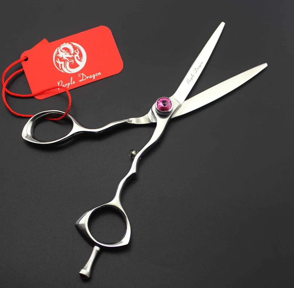

High Quality Purple dragon Professional Salon hair cutting scissors hairdressing scissors shears 6 INCH JP 440C Big Pink stone