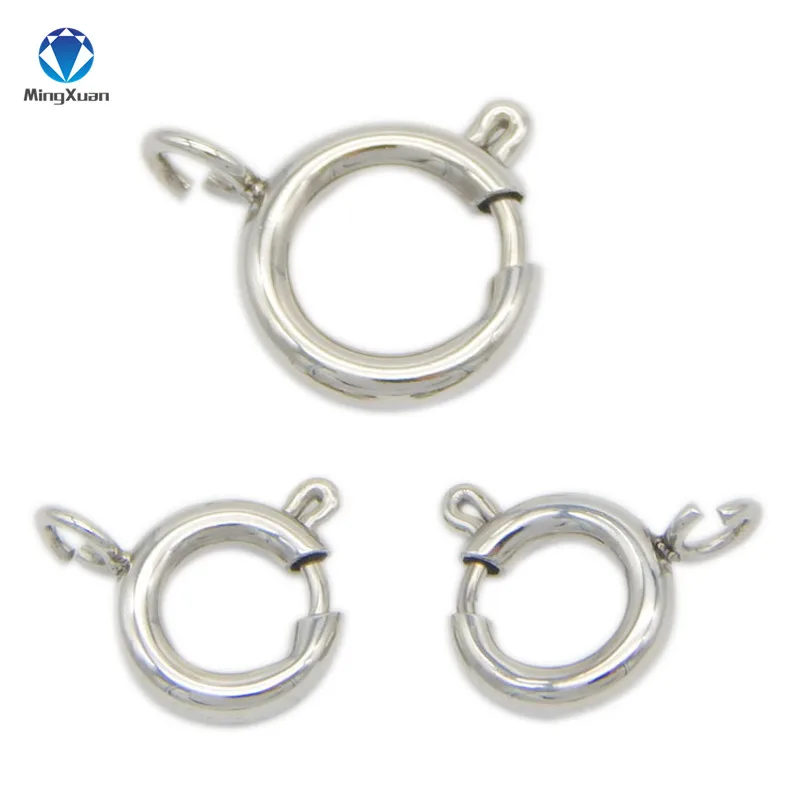 

10pcs 5/6/7/8/9mm Silver Tone Stainless Steel Round Spring Clasp Hook Connectors for DIY Jewelry Findings and Components
