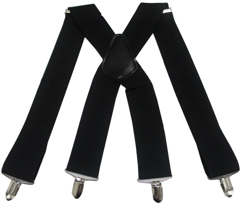 Однотонные унисекс 5 см подтяжки 4 клипсы X-back Высокое качество эластичные регулируемые подтяжки для вечерние деловые повседневные брюки