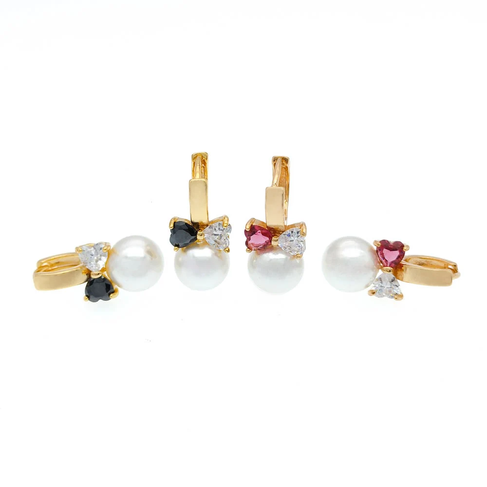 

Black Zircon Pearl Earrings Gold Hoop Earings Women Boucle D'oreille Perle Orecchini Aretes Perla Inci Kupe Parel Oorbel E0310R