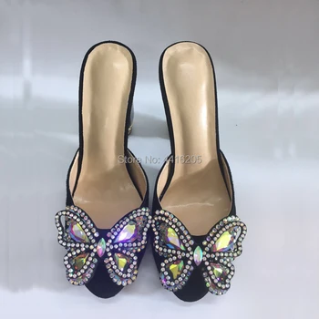 

2019 High Heels Dress Slippers Women Wedding Shoes Rhinestone Summer Sandals Crystal Heel Shoes Woman