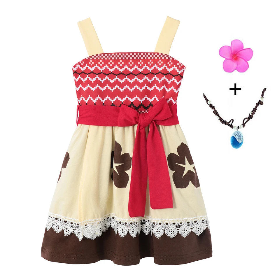 

YOFEEL Princess Moana Dress for Girl Kids Summer Cotton Clothes Child Sundress Halloween Party Birthday Cartoon Cosplay Costmes