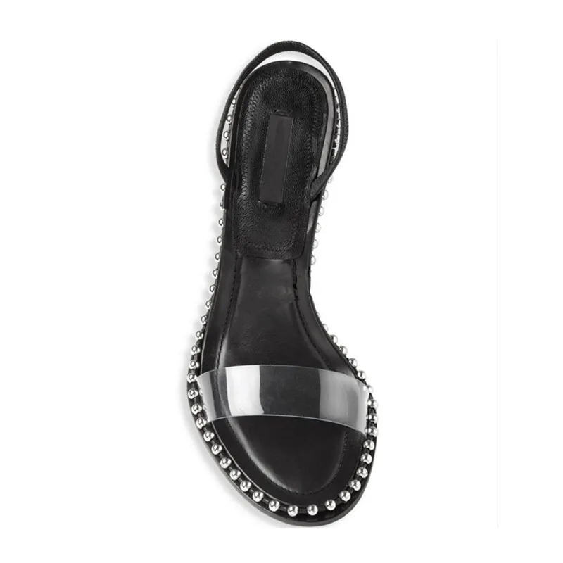 Женские сандалии-гладиаторы прозрачный ПВХ Высокие каблуки летние Обувь шипованных Дизайн торжественное платье Насосы модные пляжные сандалии Femme