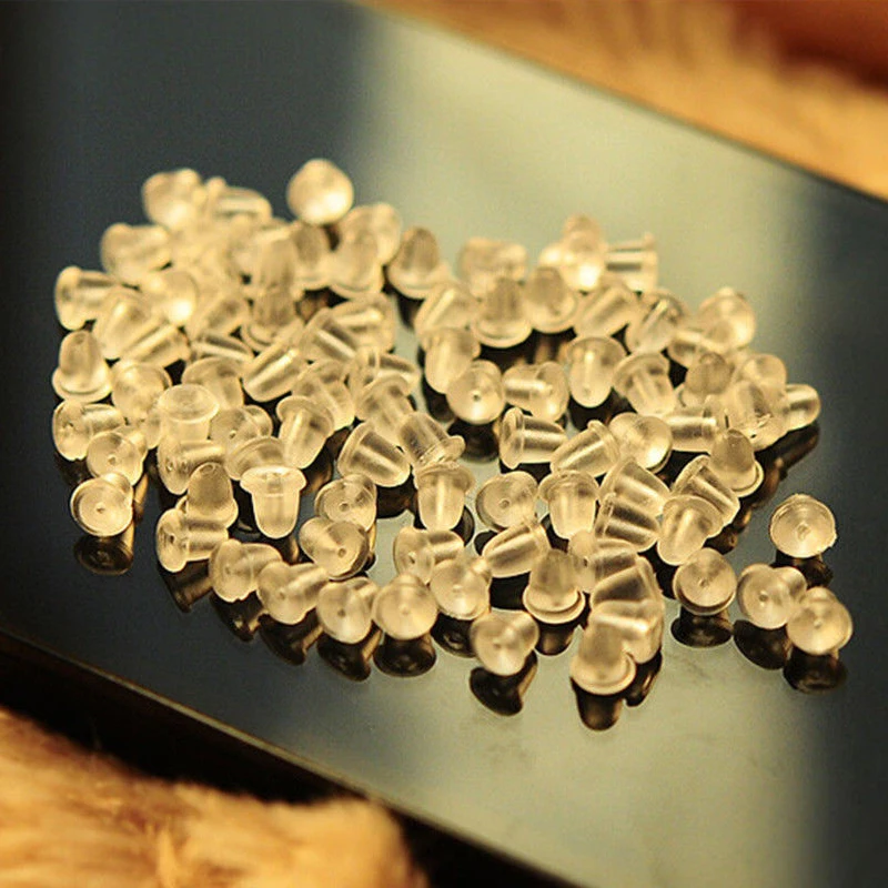 500PCS 4mm Silicone Rubber Earring Back Plugs Stoppers Nuts Findings Jewellery