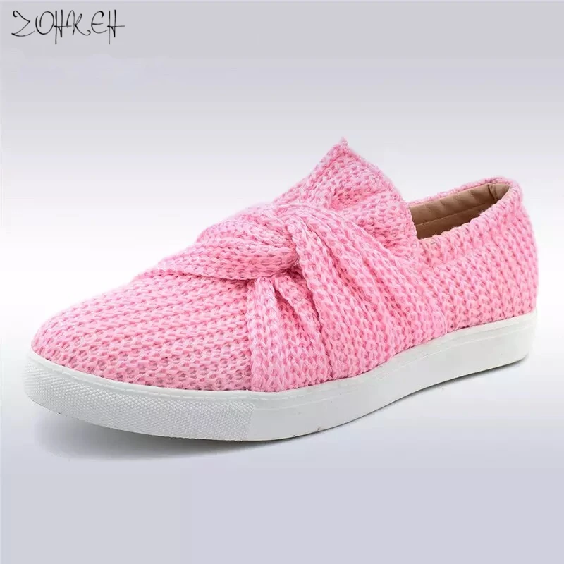 

2019 Fashion Bowknot Casual Loafers Roman Cloth Shoes Luxury Womens Flat Shoes Cover Heel Round Toe Casual Women Ladies Sneakers