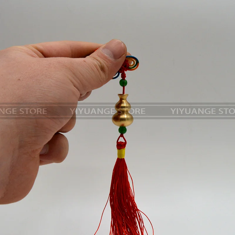 

Chinese Knot Feng Shui Car pendant Product Golden Brass wu lou Wu Lu Gourd Hulu For Business Smooth