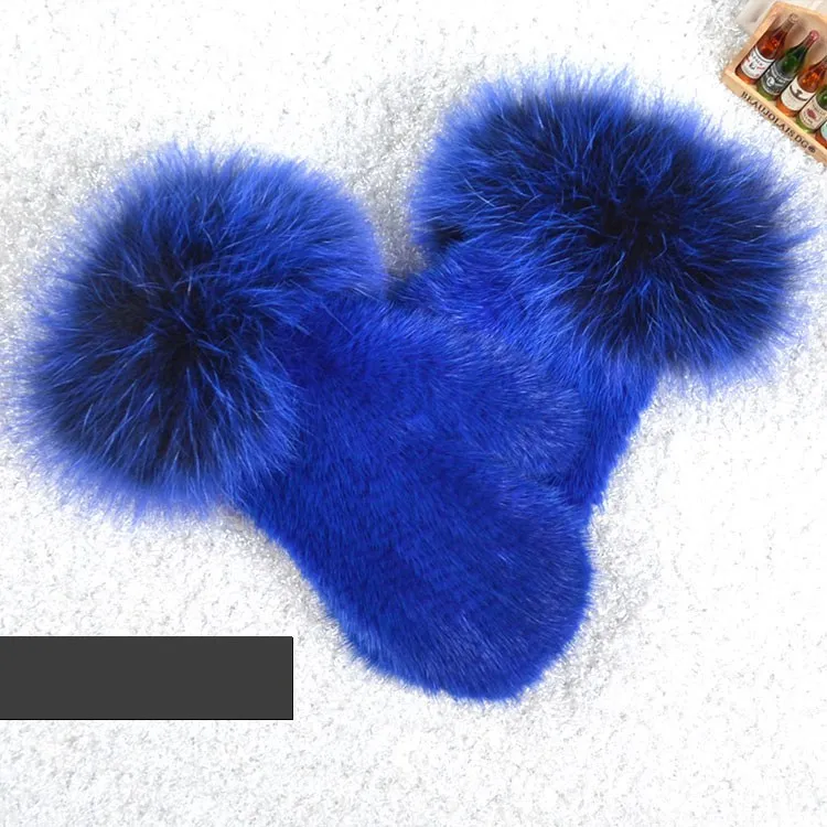 006 Новые популярные зимние женские перчатки из натурального меха норки милые женские перчатки из натурального меха норки Хорошие эластичные женские зимние вязаные - Цвет: blue B