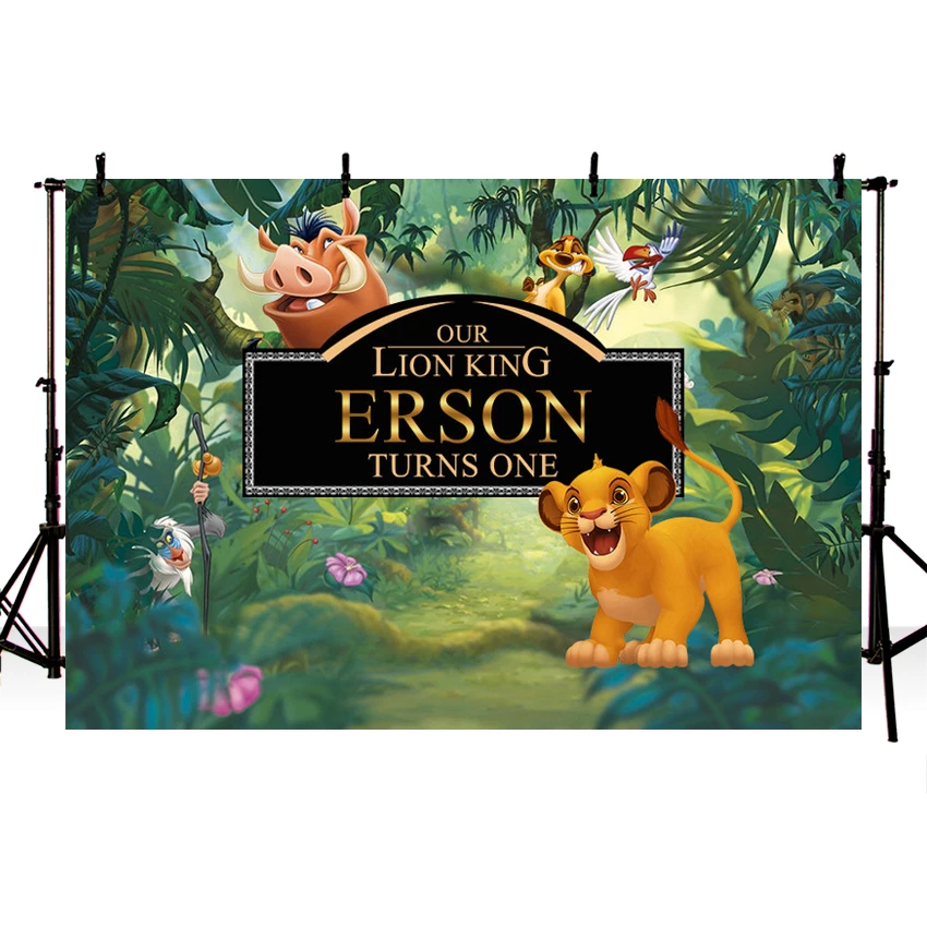

Forest Cartoon Lion King Backdrop Boys 1st Birthday Party Backgrounds for Photo Studio Customized Background Photography
