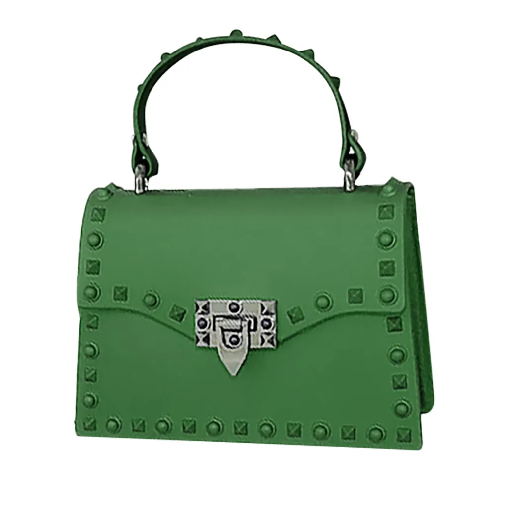 Army Green(L) Сумка-мессенджер, женская модная Желейная сумка с заклепками, на одно плечо, матовая Желейная сумка-мессенджер с заклепками, Dropship May13 - Цвет: Army Green(L)