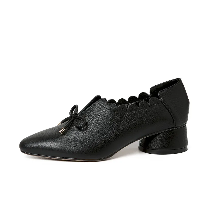 FEDONAS/модные женские весенние туфли-лодочки из натуральной кожи; удобные свадебные туфли на высоком толстом каблуке с круглым носком; женские вечерние туфли-лодочки с бантом