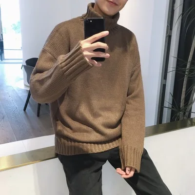 Turtleneck sweater men's trend couple original wind loose sweater jacket men's autumn winter uniform 2019 new
