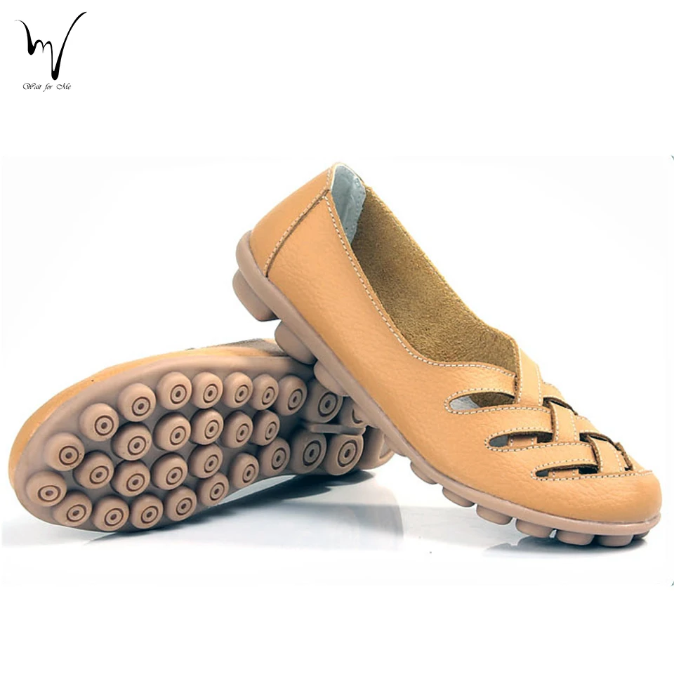 Sandalias de las mujeres solteras moccasions cuero pisos zapatos de trabajo mamá zapatos alpargatas zapatos de