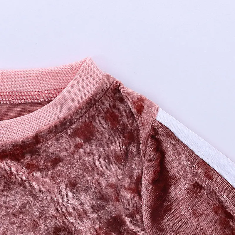 Gold Velvet Toddler Girl Clothes Set Spring Autumn Clothing For Girls Long Sleeve Tops And Pants 2 Pcs Fashion Kids Clothes Sets