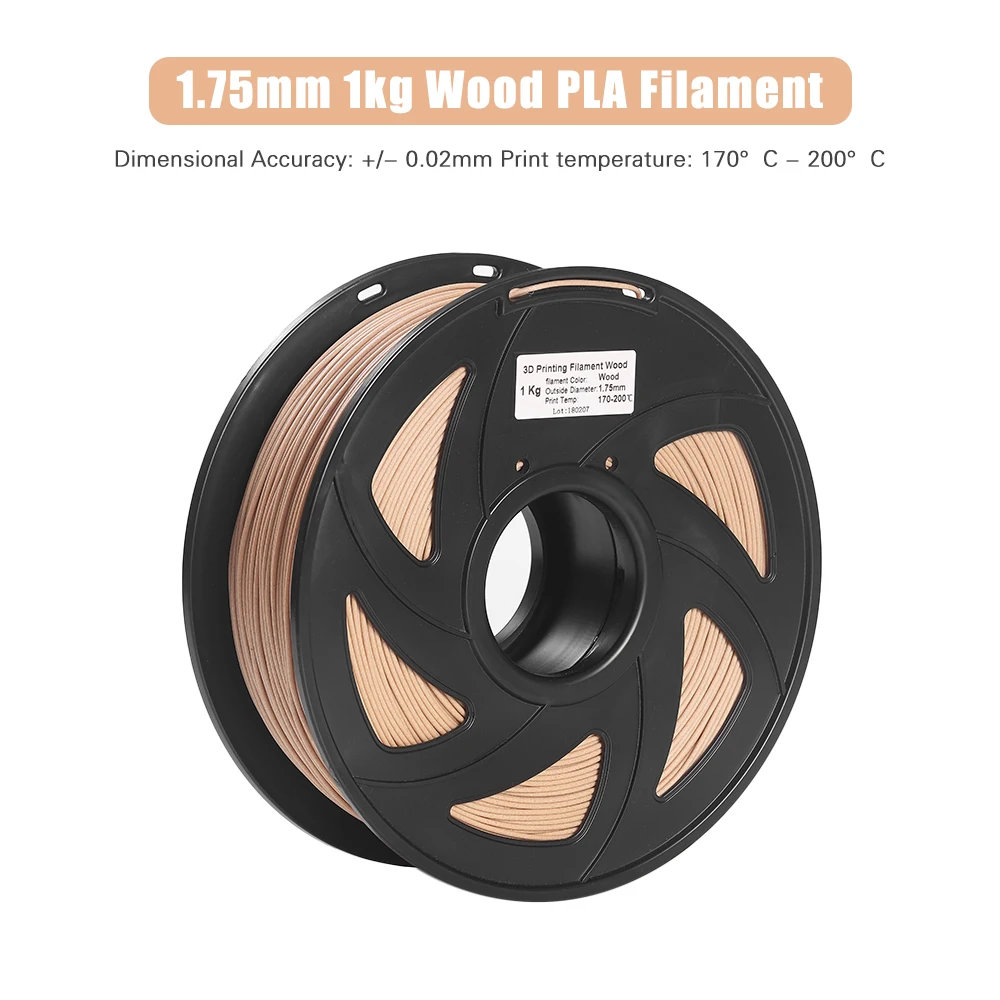 

3D Printer Filament Wood + PLA 1.75mm 1kg Spool Dimensional Accuracy +/- 0.02mm Non-toxic Eco-friendly