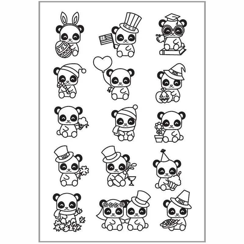 KLJUYP панды прозрачные штампы Скрапбукинг Бумага Ремесло чистый штамп Скрапбукинг