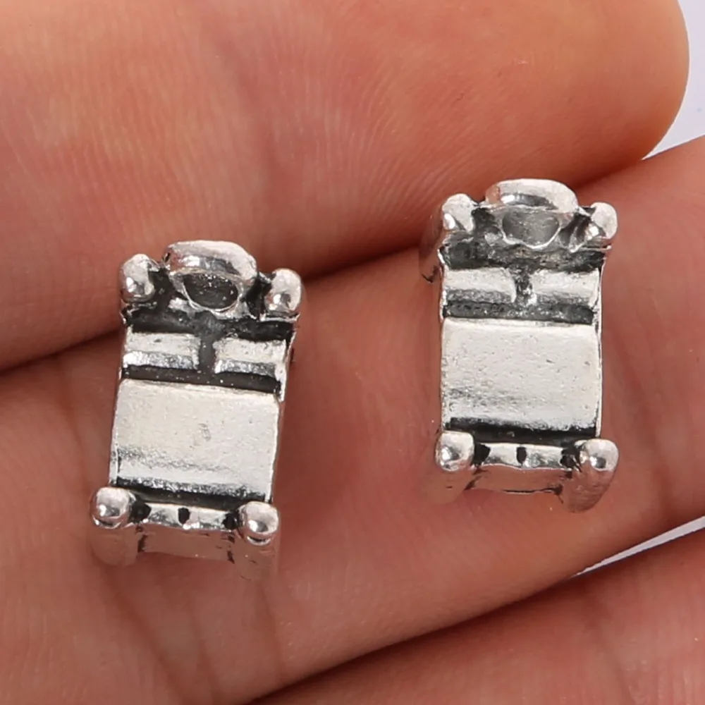 Penney 4pcs 13x9MM Antique Silver Alloy Bed Charms Pendant Jewelry Findings
